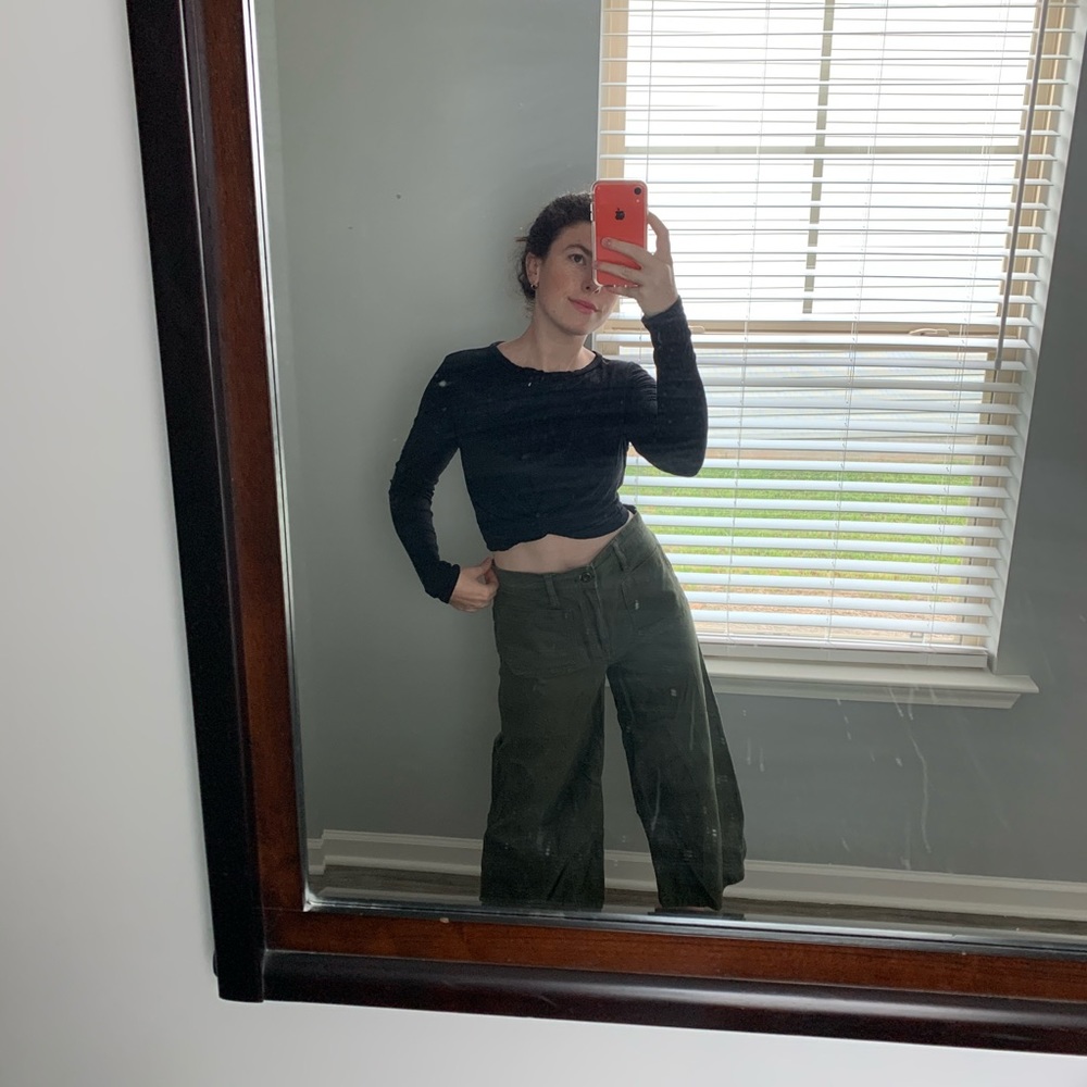 Wide leg J crew navy green pants (pink/tan also)
